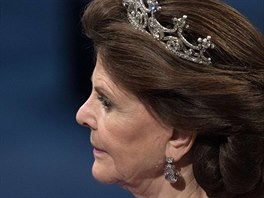 védská královna Silvia na udílení Nobelových cen (Stockholm, 10. prosince 2017)