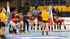 České házenkářky před čtvrtfinálovým soubojem s Nizozemskem. České házenkářky před čtvrtfinálovým soubojem s Nizozemskem.