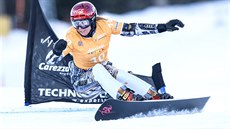 Česká snowboardistka Ester Ledecká na trati paralelního obřího slalomu v... Česká snowboardistka Ester Ledecká na trati paralelního obřího slalomu v...