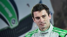 Automobilový závodník Jan Kopecký na tiskové konferenci továrního týmu Škoda... Automobilový závodník Jan Kopecký na tiskové konferenci továrního týmu Škoda...