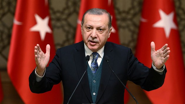 Tureck prezident Recep Tayyip Erdogan en v Ankae (24. prosince 2017)