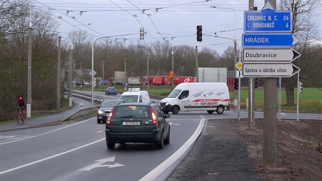 Pardubick kiovatka silnice I/36 a odboky do Doubravic. (5.1.2018) 