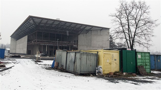 Pohled na rozestavn Nrodn olympijsk centrum v Prostjov (prosinec 2017).