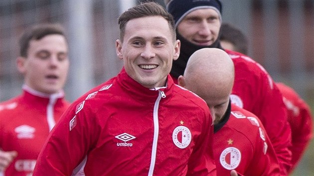 Fotbalisté Slavie během tréninku