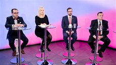 Mluví prezidentských kandidát Adam B. Barto (zleva), Alena Jeková, Jií...