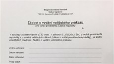 Žádost o vydání voličského průkazu k prezidentským volbám Žádost o vydání voličského průkazu k prezidentským volbám
