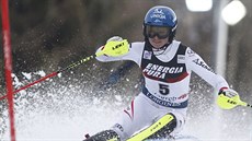 Bernadette Schildová ve slalomu v Záhebu.