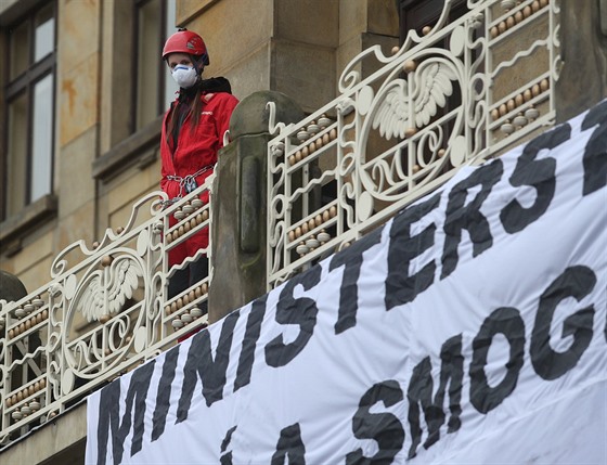 Akce Greenpeace proti ministru prmyslu a obchodu (16. ledna 2018).