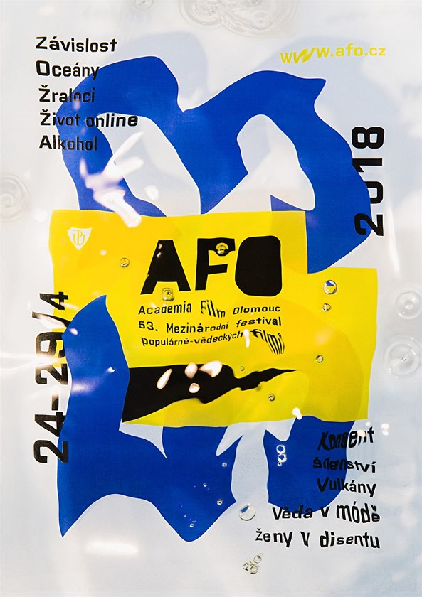 Plakát zvoucí na 53. roník festivalu vdeckých film Academia Film Olomouc.