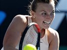 JAKO DRAVEC. Petra Kvitov v prvnm kole Australian Open.