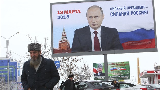 Volebn billboard Vladimira Putina v eensku (17. ledna 2018)