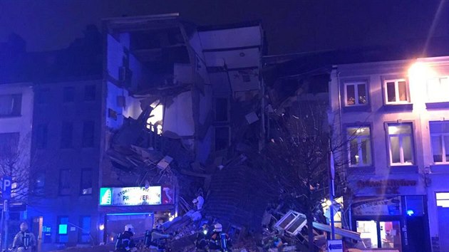 Nsledky vbuchu v dom v belgickch Antverpch. (15. ledna 2018)