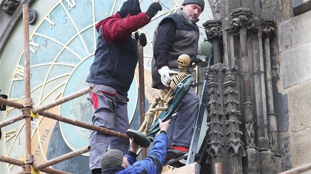 Praha, 15.1.2018, orloj, rekonstrukce, snášení soch