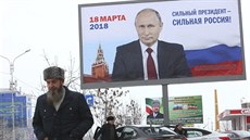 Volební billboard Vladimira Putina v eensku (17. ledna 2018)