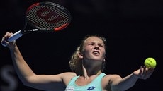 Kateřina Siniaková během druhého kola Australian Open. Kateřina Siniaková během druhého kola Australian Open.