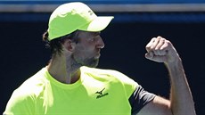 Chorvat Ivo Karlovic ve druhém kole Australian Open. Chorvat Ivo Karlovic ve druhém kole Australian Open.