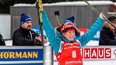 Veronika Vtková se raduje ze třetího místa v německém Ruhpoldingu v závodu na... Veronika Vtková se raduje ze třetího místa v německém Ruhpoldingu v závodu na...