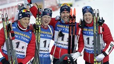 VÍTĚZNÍ NOROVÉ. Zleva Lars Helge Birkeland, Johannes Bö, Emil Hegle Svendsen a... VÍTĚZNÍ NOROVÉ. Zleva Lars Helge Birkeland, Johannes Bö, Emil Hegle Svendsen a...