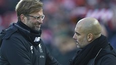 Trenéři Jürgen Klopp (Liverpool) a Pep Guardiola (Manchester City) před utkáním... Trenéři Jürgen Klopp (Liverpool) a Pep Guardiola (Manchester City) před utkáním...