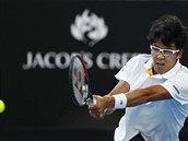 Korejsk tenista ong Hjon v osmifinle Australian Open.