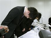 Tiskov konference japonsk kryptomnov burzy Coincheck, na kter Koichiro...