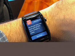Úet za nákup pijde pímo do aplikace (zde na hodinkách Apple Watch)
