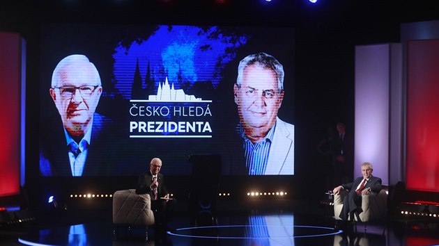Milo Zeman a Jií Draho v debat kandidát na prezidenta na Prim