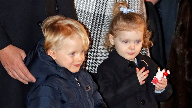 Monack princ Jacques a jeho dvoje princezna Gabriella (Monaco, 26. ledna 2018)