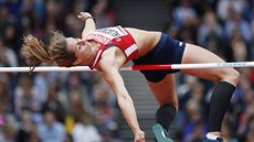 Česká sedmibojařka Eliška Klučinová ve výškařském sektoru na MS v Londýně. Česká sedmibojařka Eliška Klučinová ve výškařském sektoru na MS v Londýně.