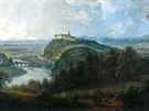 Pohled na Hlubokou od severu na obrazu Ferdinanda Runka z roku 1810.