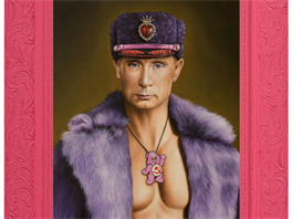 Vladimíra Putina namaloval v této sérii autor nkolikrát, na tomto obraze je...