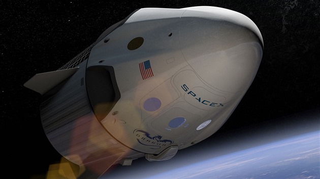 Umlecké znázornní kosmické lodi Crew Dragon spolenosti SpaceX