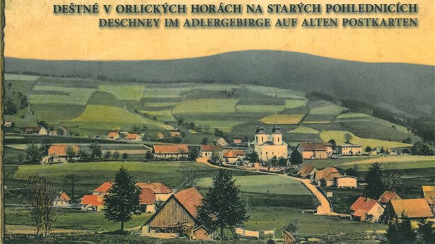 Na tituln stran publikace je kolorovan pohlednice z roku 1908 zachycujc sted obce, v pozad se vypn Velk Detn.