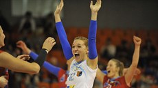Radost Julie Kovářové z týmu Prostějova. Radost Julie Kovářové z týmu Prostějova.