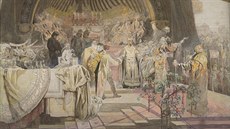 Alfons Mucha, Přemysl Otakar II. - studie k pátému obrazu z cyklu Slovanská... Alfons Mucha, Přemysl Otakar II. - studie k pátému obrazu z cyklu Slovanská...