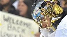 Brankář Las Vegas Golden Knights Marc-Andre Fleury krotí emoce při návratu do... Brankář Las Vegas Golden Knights Marc-Andre Fleury krotí emoce při návratu do...
