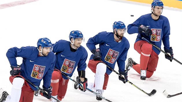 Trnink eskch hokejist v jihokorejskm Kangnungu. (12. nora 2018)