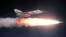 F-106A Delta Dart, vypuštění cvičné verze neřízené střely vzduch-vzduch Genie,... F-106A Delta Dart, vypuštění cvičné verze neřízené střely vzduch-vzduch Genie,...