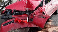 U Tasova havarovala řidička s osobním vozidlem (11. února 2018) U Tasova havarovala řidička s osobním vozidlem (11. února 2018)