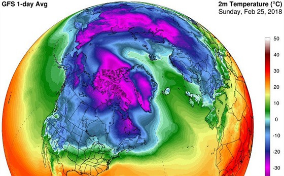 Nezvykle vysoké teploty v Arktid názorn ukazuje grafický model klimatologa...