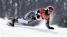 Česká snowboardistka Ester Ledecká v olympijském paralelním obřím slalomu. (24.... Česká snowboardistka Ester Ledecká v olympijském paralelním obřím slalomu. (24....