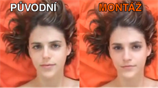 Ukázka deep fakes fotomontáe: vlevo erotický klip, vpravo tvá hereky Emmy...