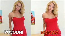 Ukázka deep fakes fotomontáe: vlevo pornografický klip, vpravo tvá hereky...
