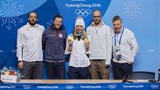 Momentka z tiskové konference dvojnásobné olympijské vítězky Ester Ledecké -... Momentka z tiskové konference dvojnásobné olympijské vítězky Ester Ledecké -...