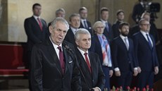 Prezident republiky Miloš Zeman při své druhé inauguraci s předsedou Senátu... Prezident republiky Miloš Zeman při své druhé inauguraci s předsedou Senátu...
