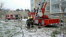 Hasiči museli použít výškovou techniku. Hasiči museli použít výškovou techniku.