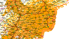 Mapa pokrytí signálem pechodové sít DVB-T2 z vysílae  Valaské Klobouky ...