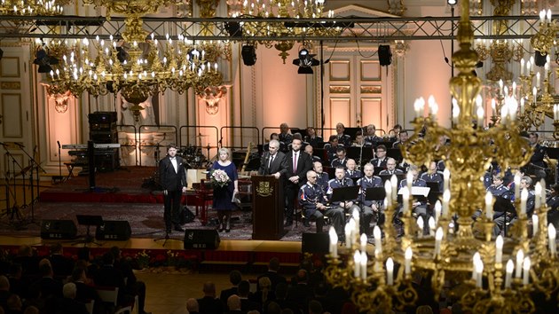 Na Praskm hrad se konal slavnostn koncert k znovuzvolen prezidenta Miloe Zemana. (14. bezna 2018)