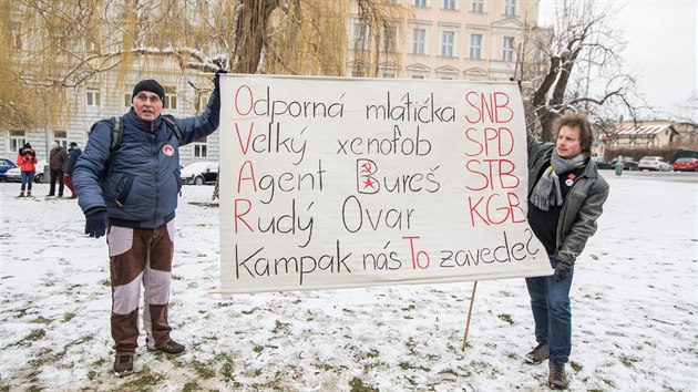 Demonstrace na prask Kamp proti rasismu, nsil a vrokm mstopedsedy Snmovny Tomia Okamury (SPD). (17. bezna 2018)