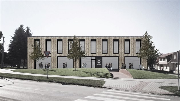 Plánovaná podoba budovy v Uherském Brodě. V roce 2015 zde psychicky nemocný muž zastřelil osm návštěvníků restauraci Družba.